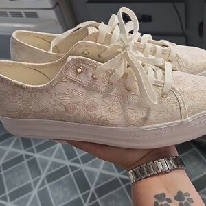 Gold platform Keds